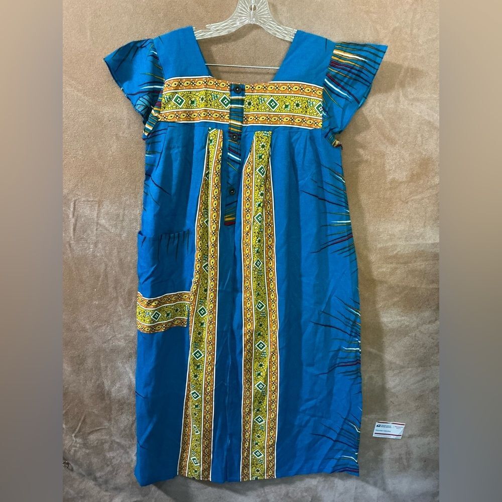 Roda's Blue‎ and Yellow Patterned Dress- Large